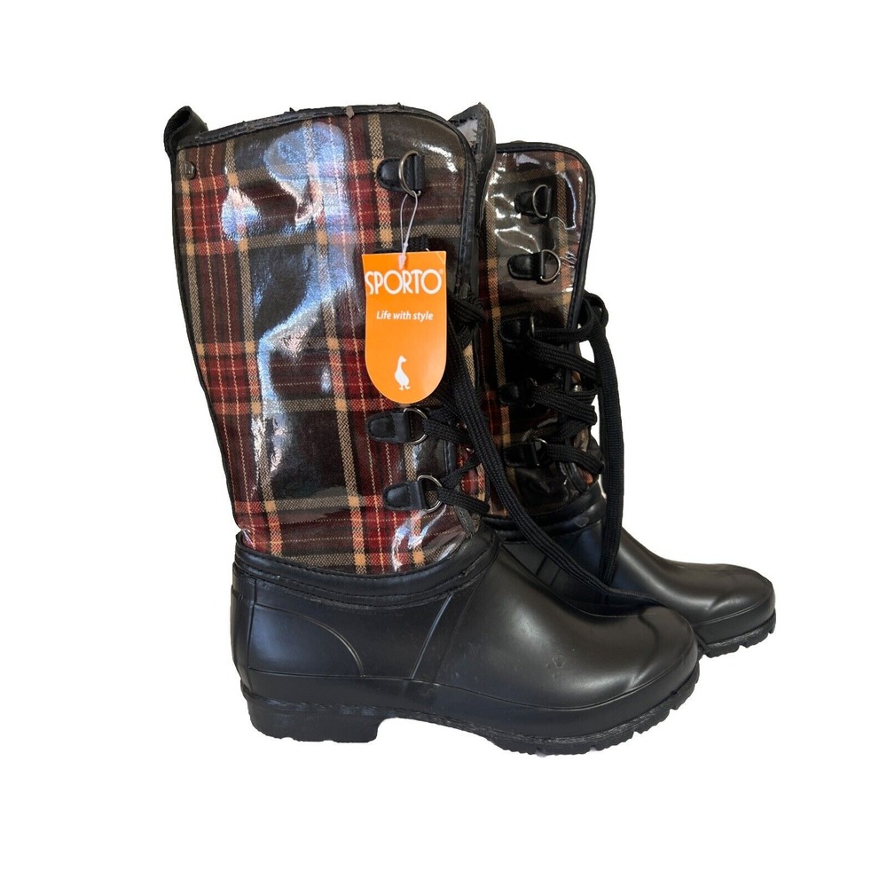 The OG Duck Boot Women Size 7M‎ Plaid And Black  Boots, Snow, Travel, Christmas